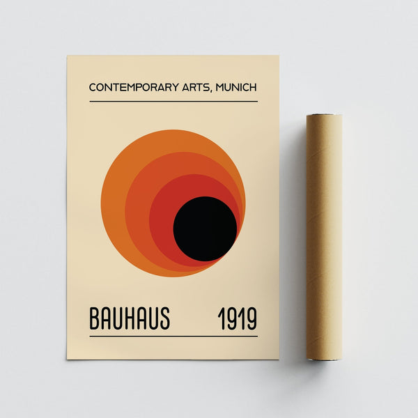 orange and black Bauhaus poster, Sunset Radiance