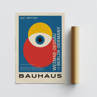 Framed Bauhaus poster art perfect for industrial and creative spaces