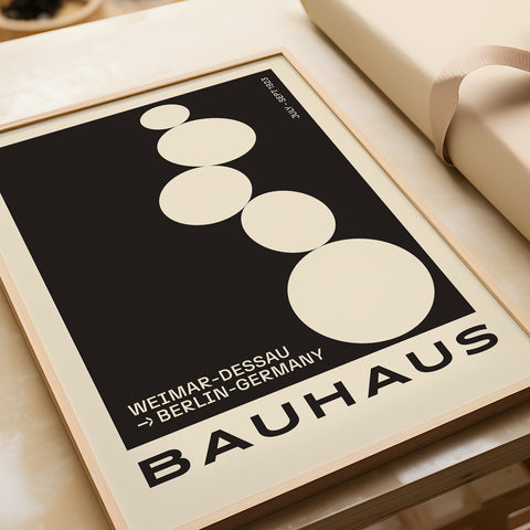 Big Art Black Bauhaus poster featuring stacked stones
