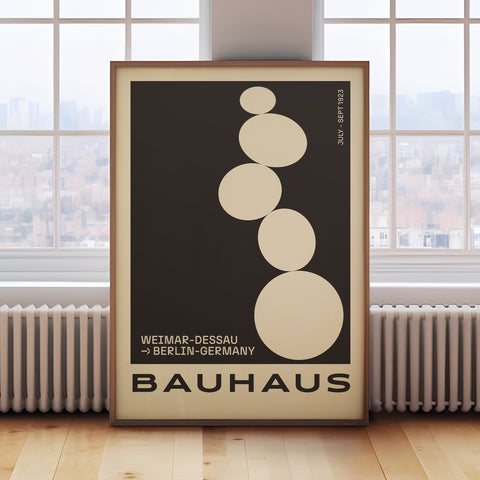 Bauhaus Poster Design | Modern Black Art for Yoga Studio & Home