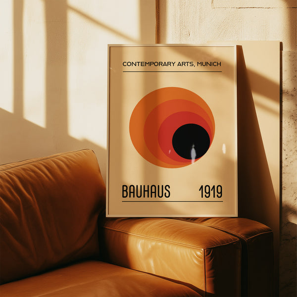 Abstract orange and black prints Bauhaus poster on matte paper