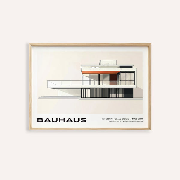 Framed Bauhaus architecture poster on a white background