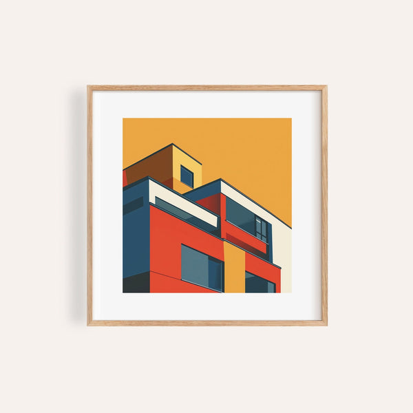 Mid-century inspired art for the office in geometric style