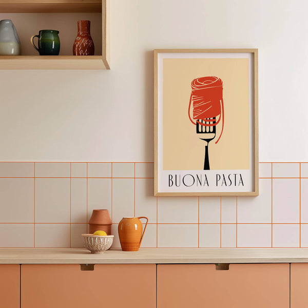 Large pasta wall art print perfect for kitchen and dining spaces