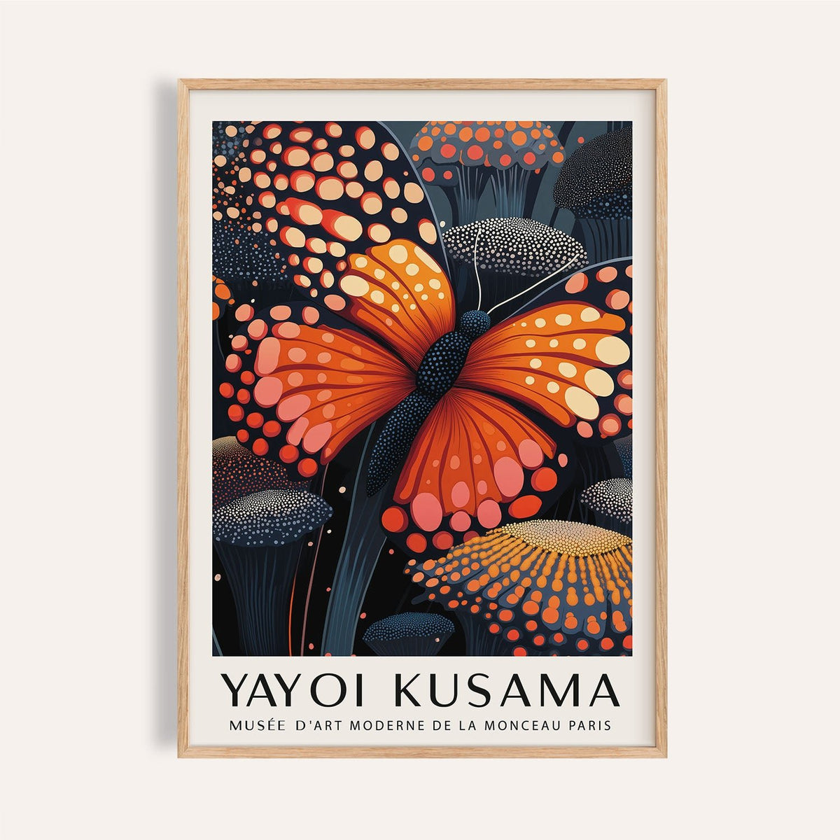 Poster butterfly featuring abstract Kusama-inspired design