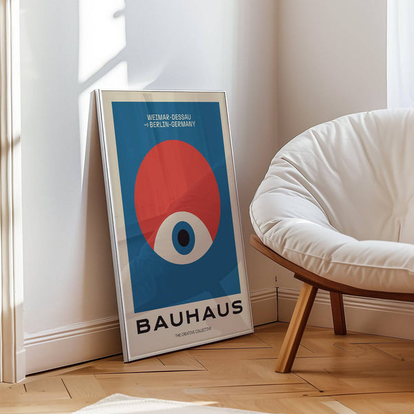 Framed modern geometric abstract art with bold contrast and shape layering