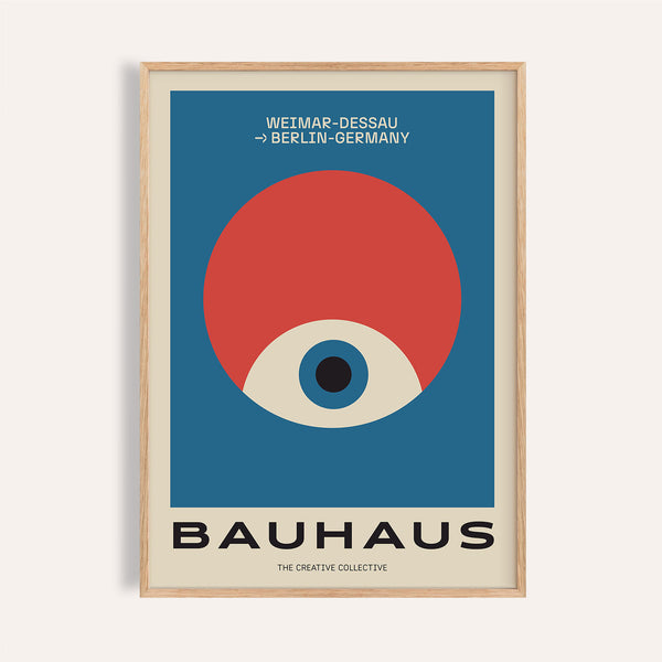 Modern geometric abstract art print featuring a Bauhaus-inspired eye