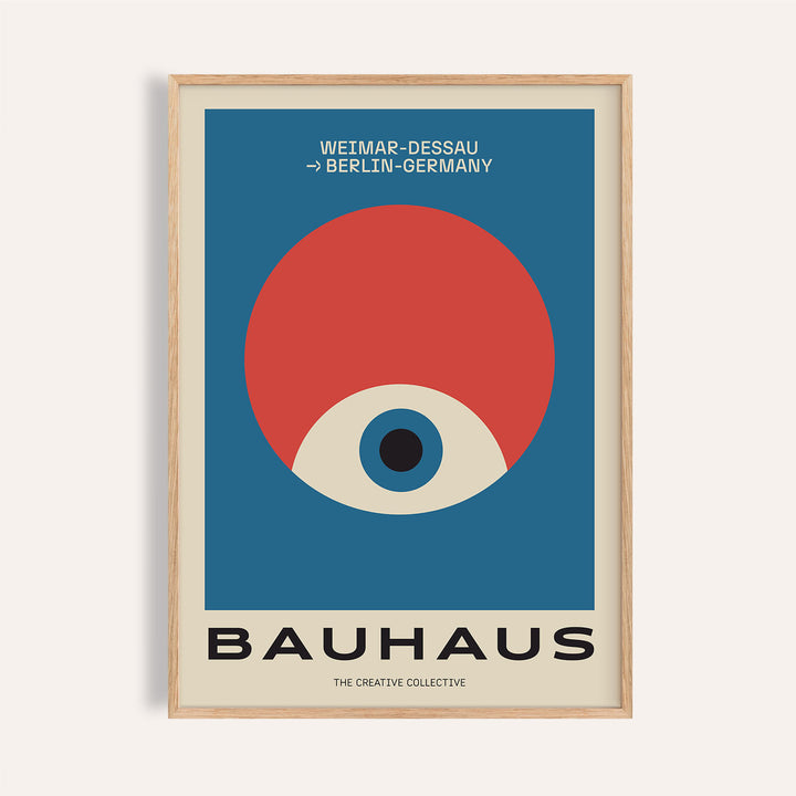 Modern geometric abstract art print featuring a Bauhaus-inspired eye