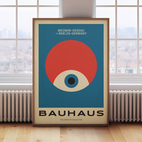 Bauhaus Geometric Eye Poster in Bold Colours for Modern Home Decor