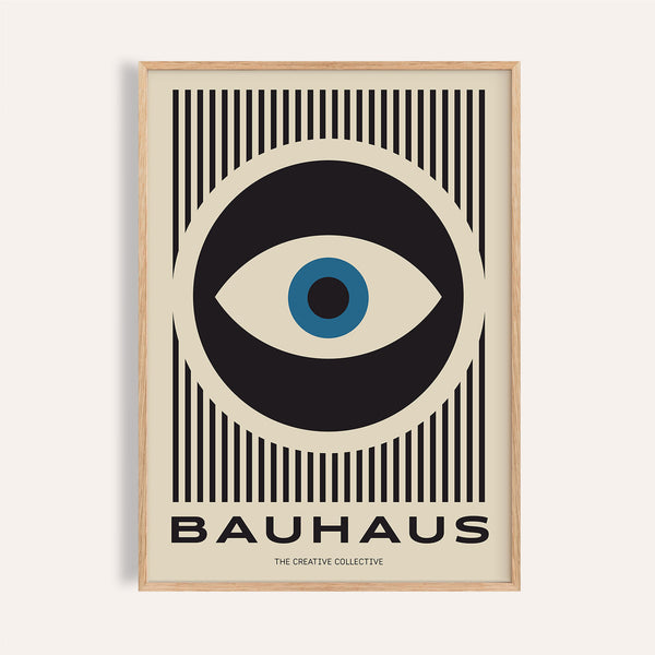 Art modern prints poster with Bauhaus eye design in black and blue