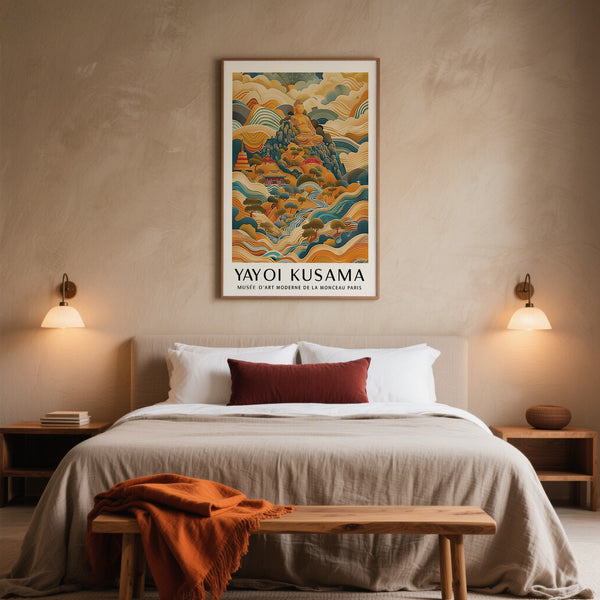 Large Buddha wall art with intricate textures and flowing hills