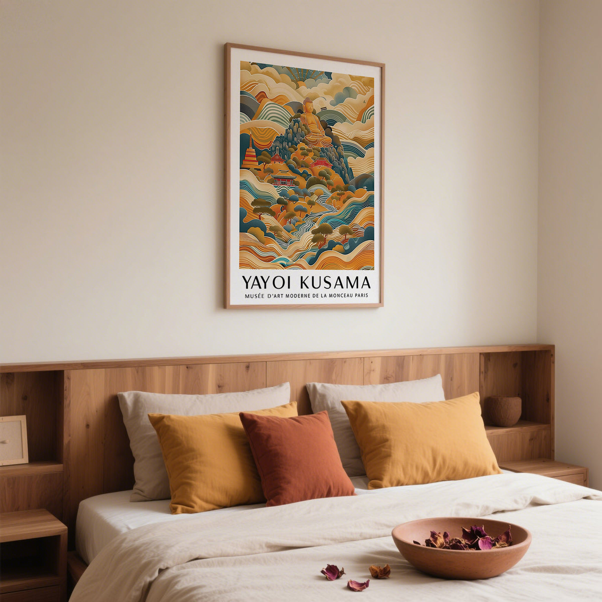 Large Buddha Wall Art above bed