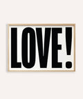 Bold LOVE typography featured in large motivational posters