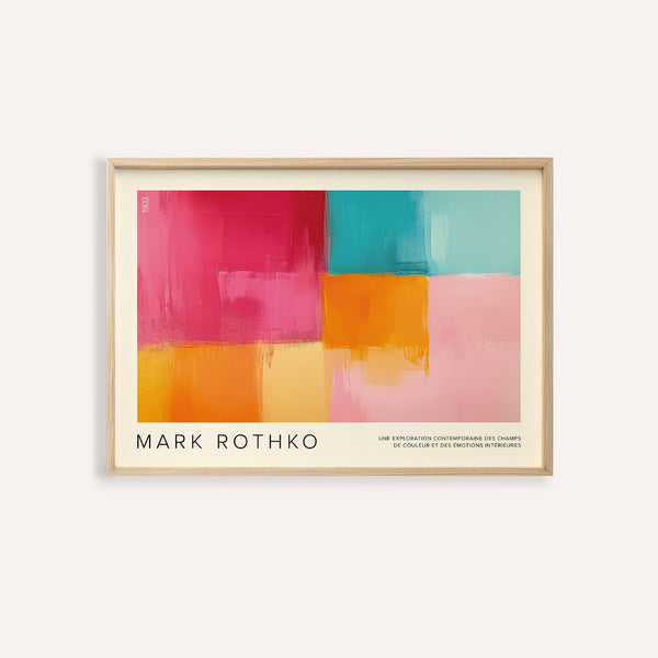 Bold art prints horizontal with Rothko-style color blocks for living room