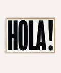 Bold black-and-white typographic posters featuring HOLA design
