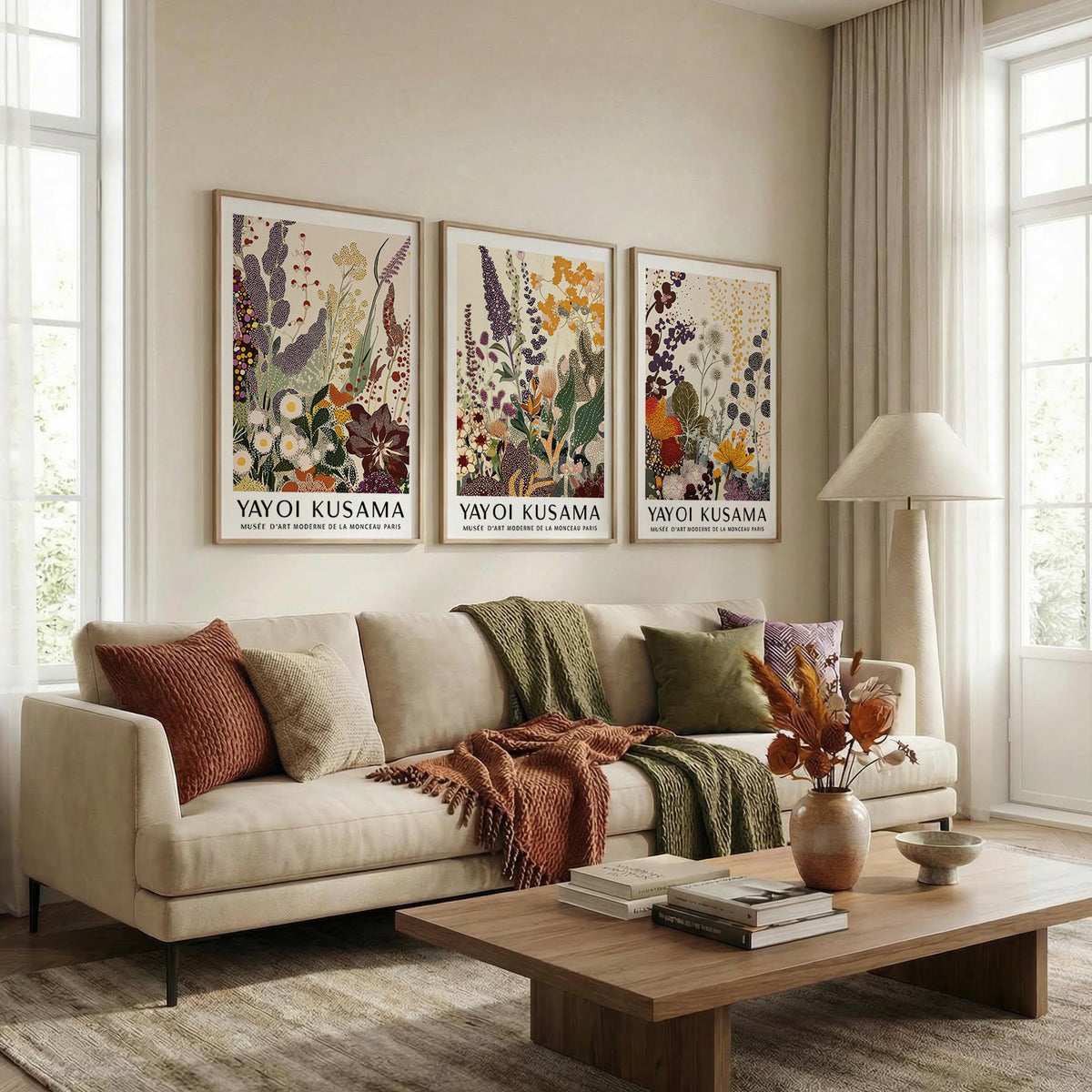 Botanical Gallery Wall Art in earthy tones for living room
