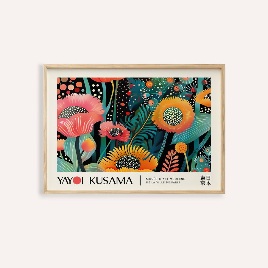 Bright floral wall art with yellow and orange blooms for living room