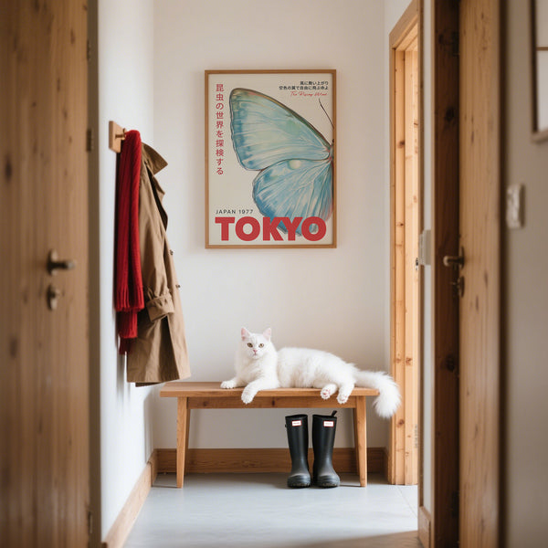 Abstract Japanese wall art with intricate butterfly patterns