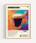 Colorful Americano coffee poster print for modern kitchen wall art