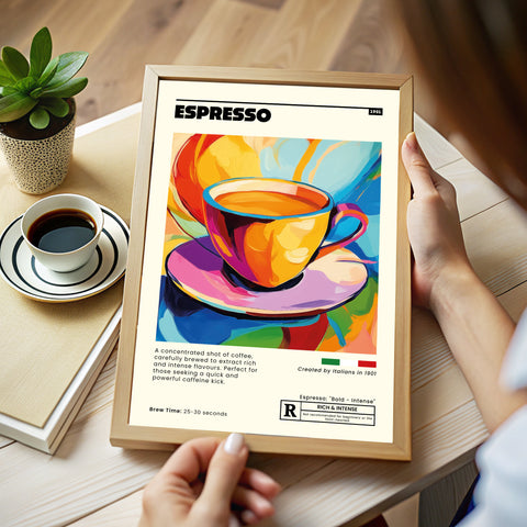 Espresso wall art with Italian charm for home cafés
