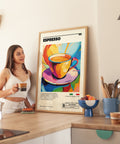 Vibrant espresso coffee wall art for kitchen decor
