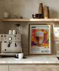 Bright and trendy Italian latte recipe poster for kitchen decor
