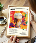 Modern Italian latte poster with vibrant design for home cafés
