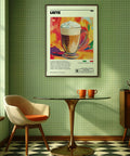 Retro Italian coffee wall art latte recipe print for dining area
