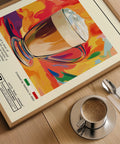 Italian-inspired latte recipe wall art for colourful kitchen decor
