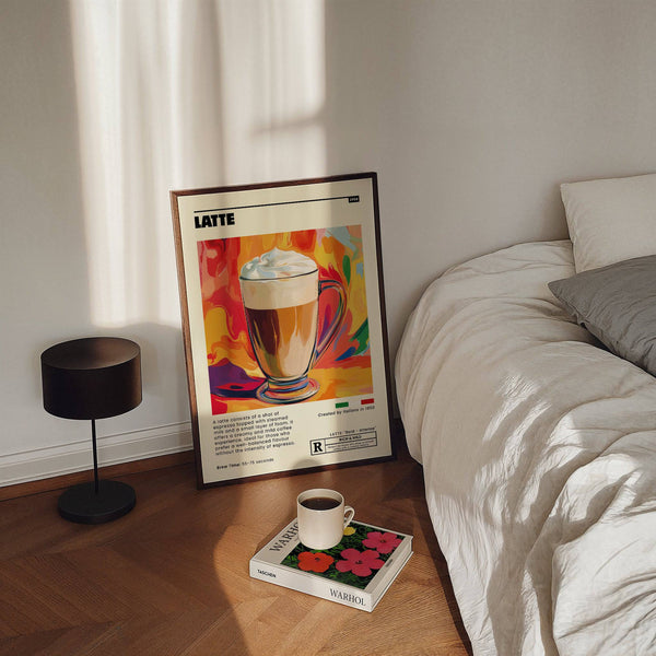 Bold and playful Italian latte print in coffee artwork prints collection