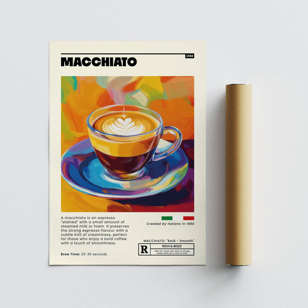 Matte print of vibrant Italian macchiato coffee poster