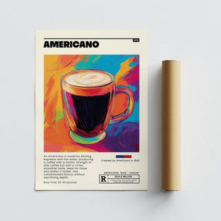 Coffee print for kitchen featuring Americano design