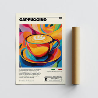 Blue and orange coffee cup wall art for modern dining room