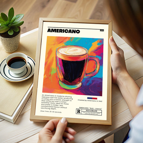 Americano coffee-themed wall art gift for coffee enthusiasts
