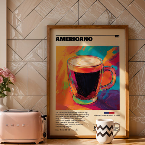 Bold and vibrant coffee print for contemporary home decor
