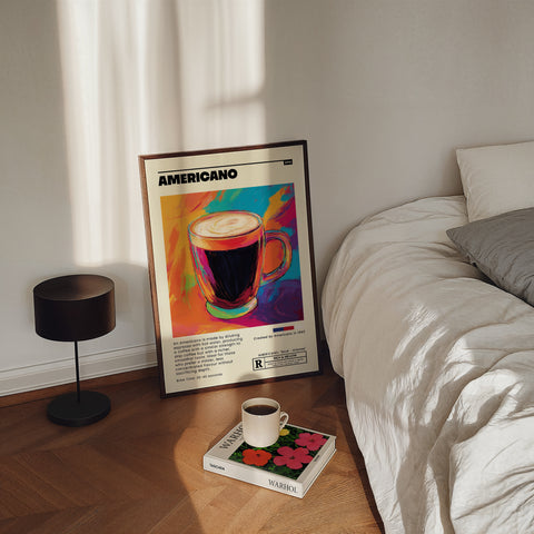 Coffee lover’s wall art print with Americano design
