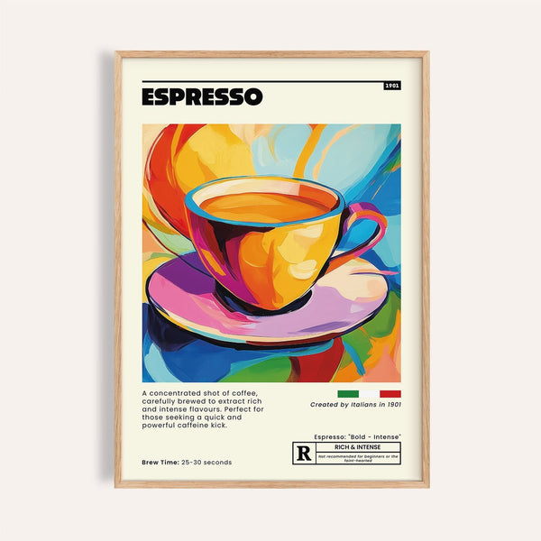 Espresso poster featuring retro coffee wall art