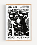 Yayoi Kusama cat poster with dot patterns, perfect for modern interiors
