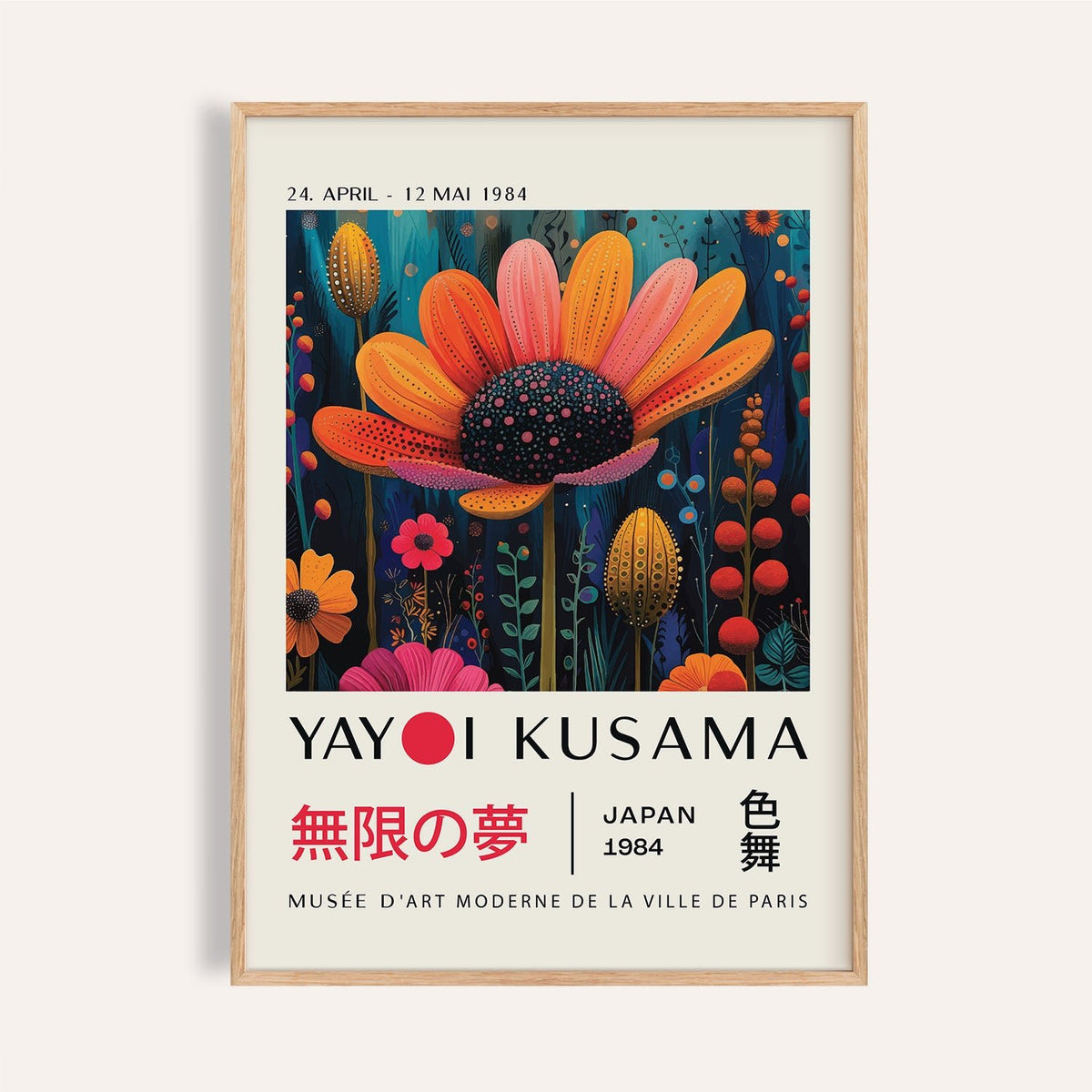 Flower wall decor featuring a bold and colourful floral print