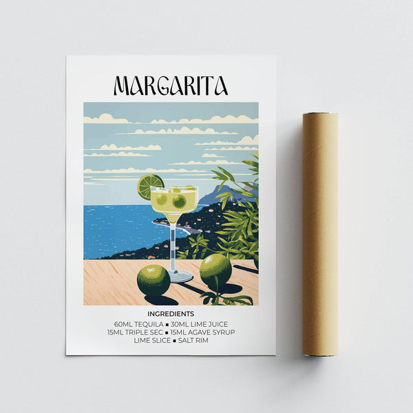 Bright Margarita cocktail art perfect as decor for bar spaces.