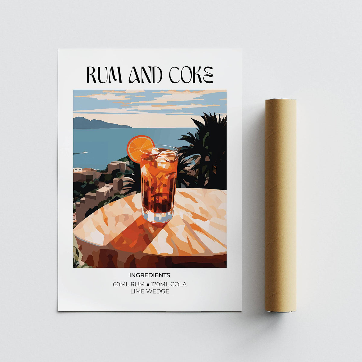 High-quality cocktail recipe poster with mixology theme