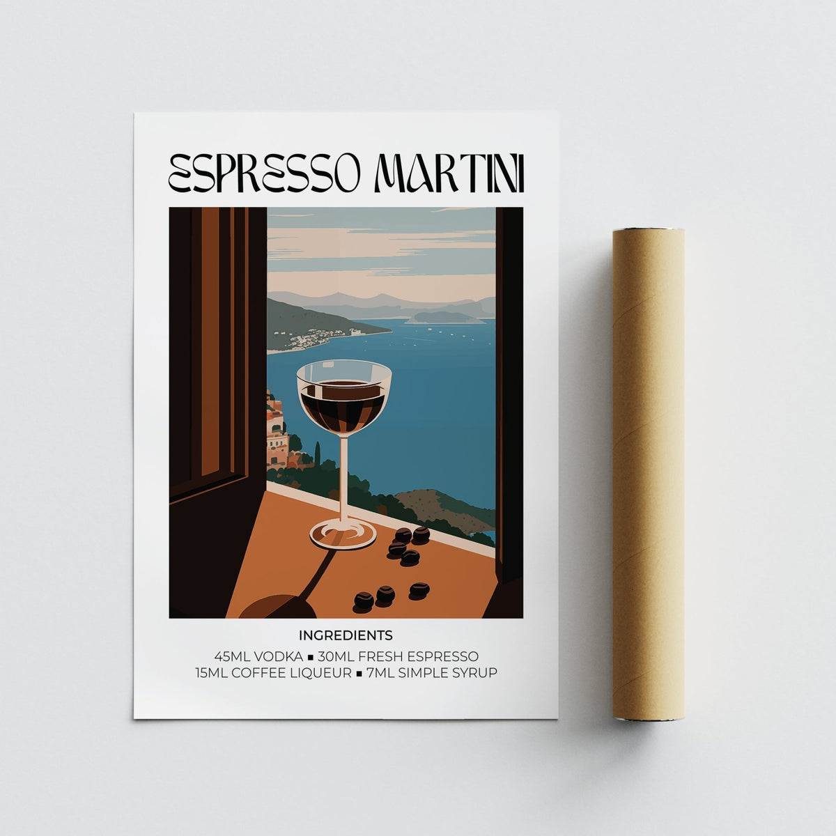 high-quality Espresso Martini Poster with Matisse-style art