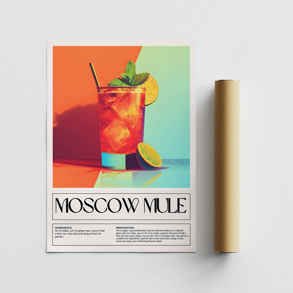Vodka-based recipe poster used as modern home bar decorations