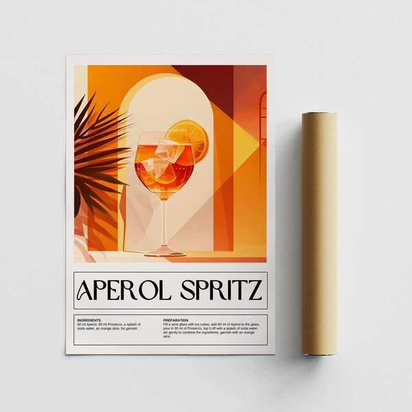 Aperol Spritz Poster featuring orange and amber hues