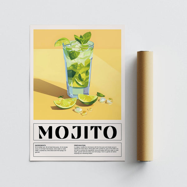 Summer-themed mojito wall art for cheerful bar decor for home