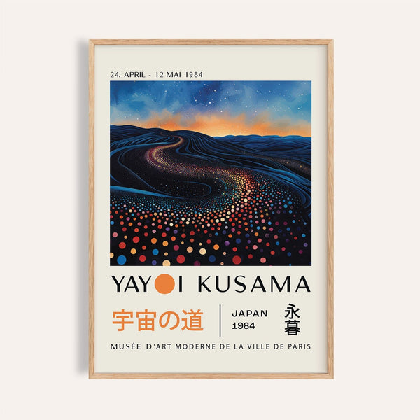 Yayoi Kusama infinity room print featuring hypnotic polka dots