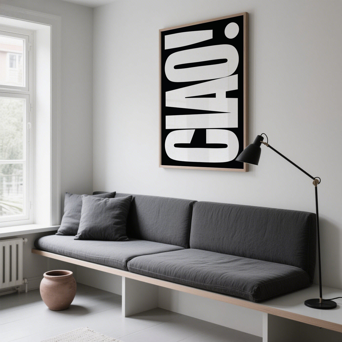 Elegant Ciao poster ideal for entryways and living rooms