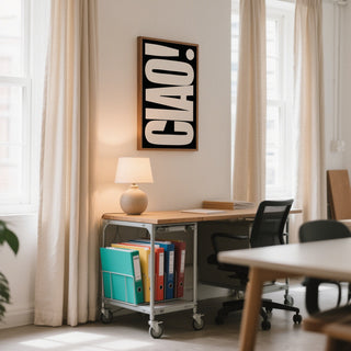 Large Ciao poster print with sleek black and white design