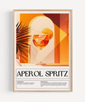 Bold Aperol Spritz cocktail art print for kitchen or home bar decor