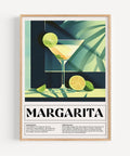 Bold colourful summer drink poster featuring Margarita cocktail recipe